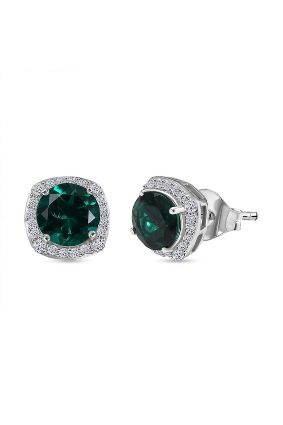 AAA Luxuriant Lab Grown Emerald and G-H SI Lab Grown Diamond 2.58 ctw Earrings in 10K White Gold Christmas Gifts