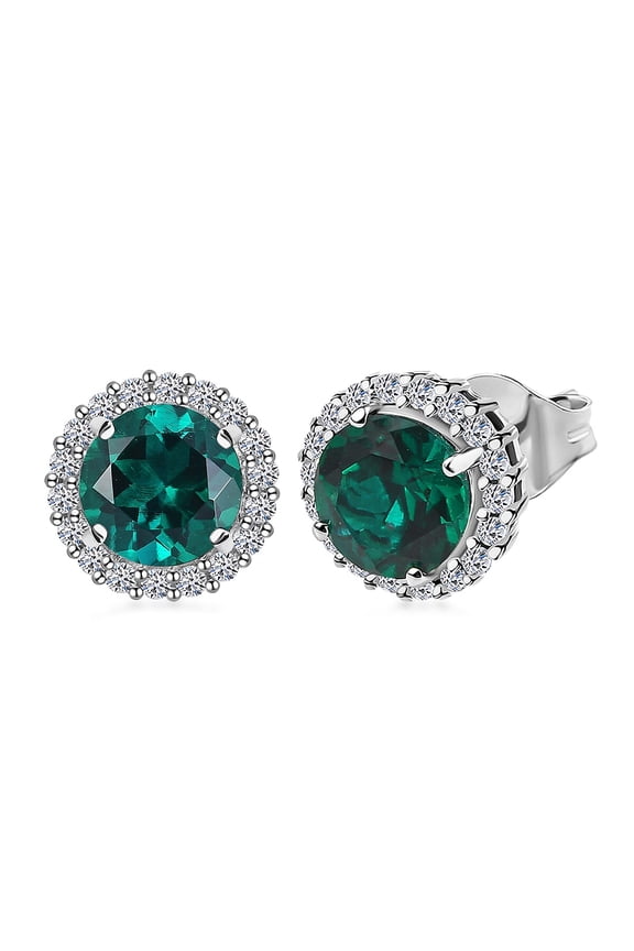AAA Luxuriant Lab Grown Emerald and Lab Grown Diamond 2.48 ctw Earrings in 10K White Gold Christmas Gifts