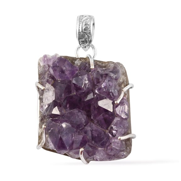 Shop LC Purple Amethyst Crystal Reiki Healing Druzy Statement Pendant 925 Sterling Silver Purple Delicate Jewelry Gifts for Women