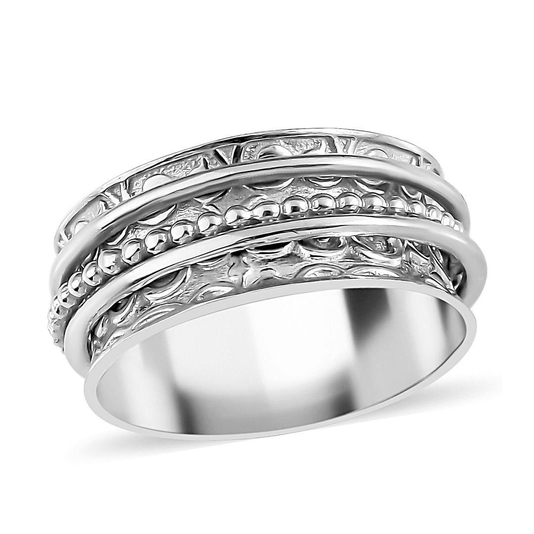 Shop LC Anxiety Ring for Women 925 Sterling Silver Spinning Spinner Rings for Men Oxidized Beach Concave Boho Statement Jewelry Band Meditation Stress
