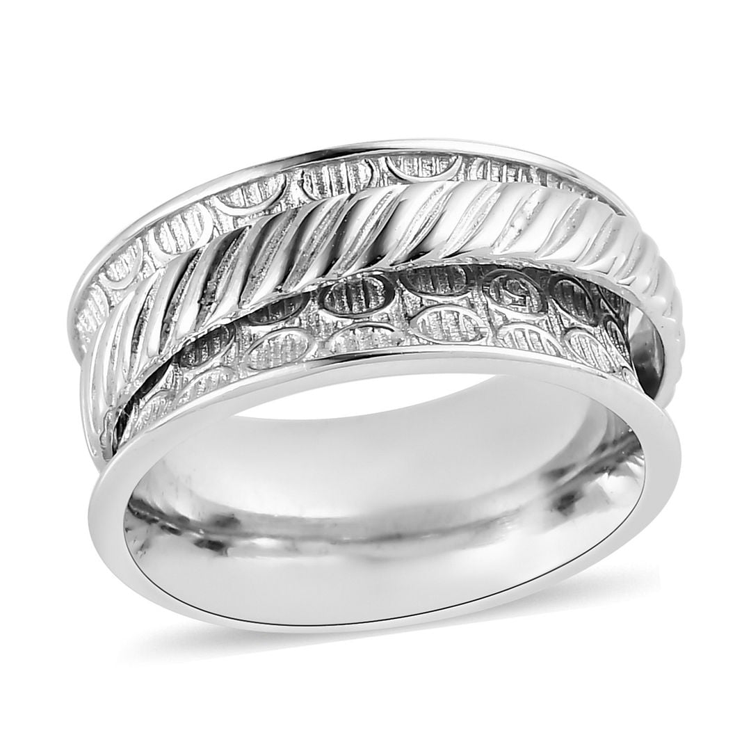 Sterling Silver Swirl Detail Point Ring