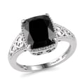 thumbnail image 1 of Shop LC Black Tourmaline 925 Sterling Silver Ring Open Work Size 7, 1 of 8