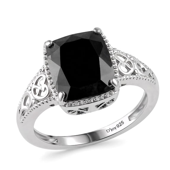 Shop LC Black Tourmaline 925 Sterling Silver Ring Open Work Size 7