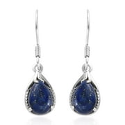 Shop LC Blue Lapis Lazuli Drop Dangle Earrings for Women 925 Sterling Silver Fish Hook Ct 4.85 Birthday Mothers Day Gifts for Mom