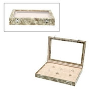 SHOP LC Brown Marble Pattern Leatherette Tarnish 150 Slot Lining Ring Earrings Box with 2 Latch Clasp Trinket Jewelry Organizer Storage Gifts Case Cabinet