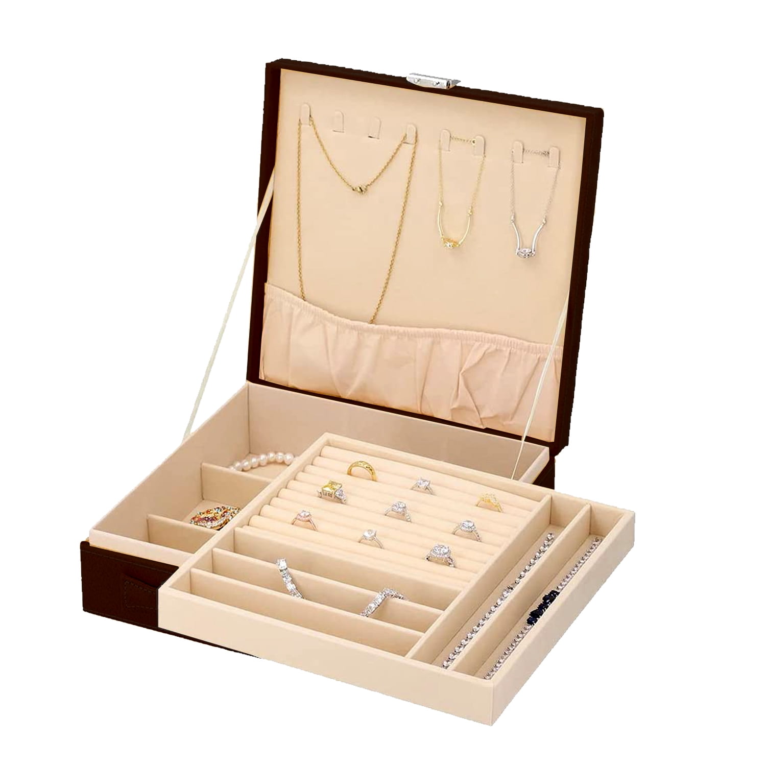 Dropship Jewelry Organizer Jewelry Box For Women Double Layer Travel For Necklace  Earring Rings PU Leather Jewelry Holder Case to Sell Online at a Lower  Price
