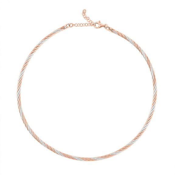 Shop LC Chain Necklace in 14K Rose Gold and Rhodium Over Sterling Silver 19.07 Grams 17 Inches