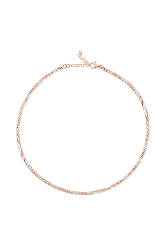 Chain Necklace in 14K Rose Gold and Rhodium Over Sterling Silver 19.07 Grams 17 Inches