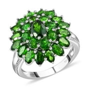 Shop LC Chrome Diopside Oval 925 Sterling Silver Platinum Plated Cluster Ring for Women Size 8 Ct 4.8 Birthday Mothers Day Gifts for Mom Engagement Anniversary Wedding Promise
