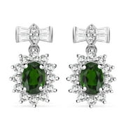 Shop LC Chrome Diopside White Zircon Oval 925 Sterling Silver Platinum Plated Silver Dangle Drop Earrings for Women Jewelry Ct 2.66 Birthday Gifts