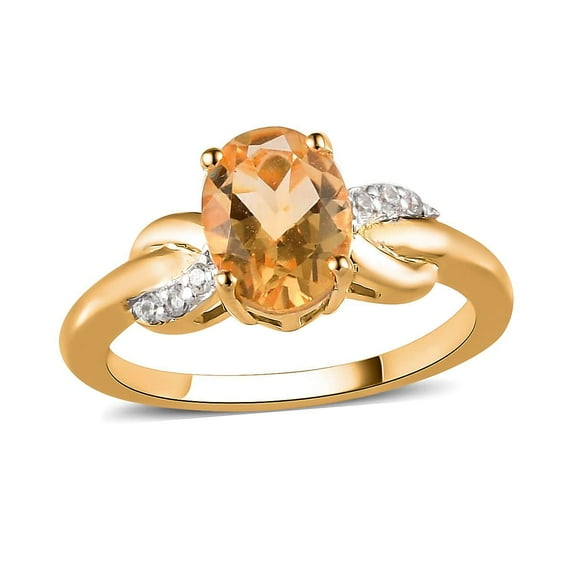 Citrine Ring for Women 14K Yellow Gold Plated 925 Sterling Silver Zircon Birthstone Jewelry Ct 1 Size 8 Christmas Gifts for Women