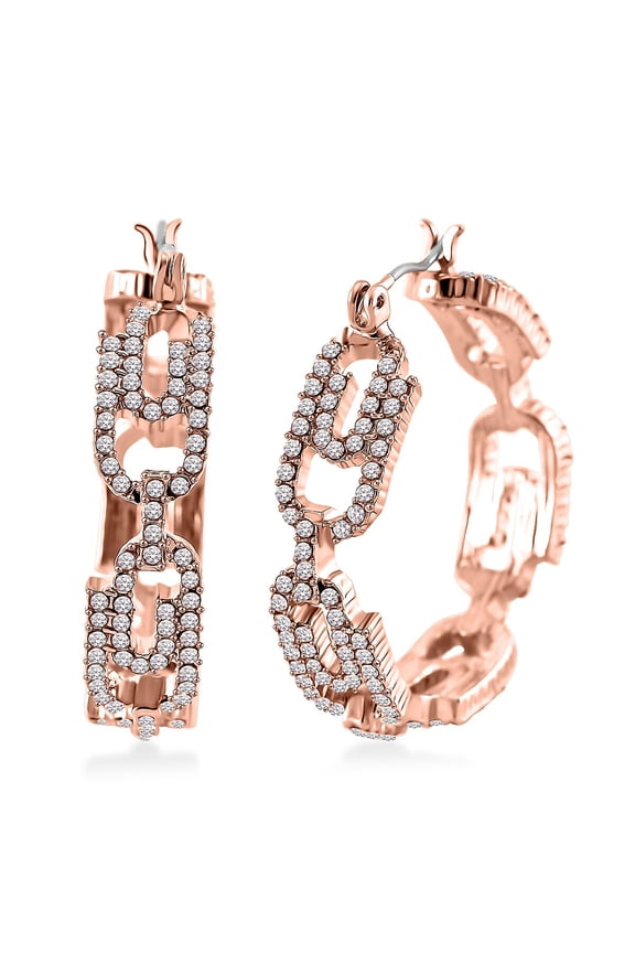 Crystal Paper Clip Hoop Earrings in Rosetone Christmas Gifts
