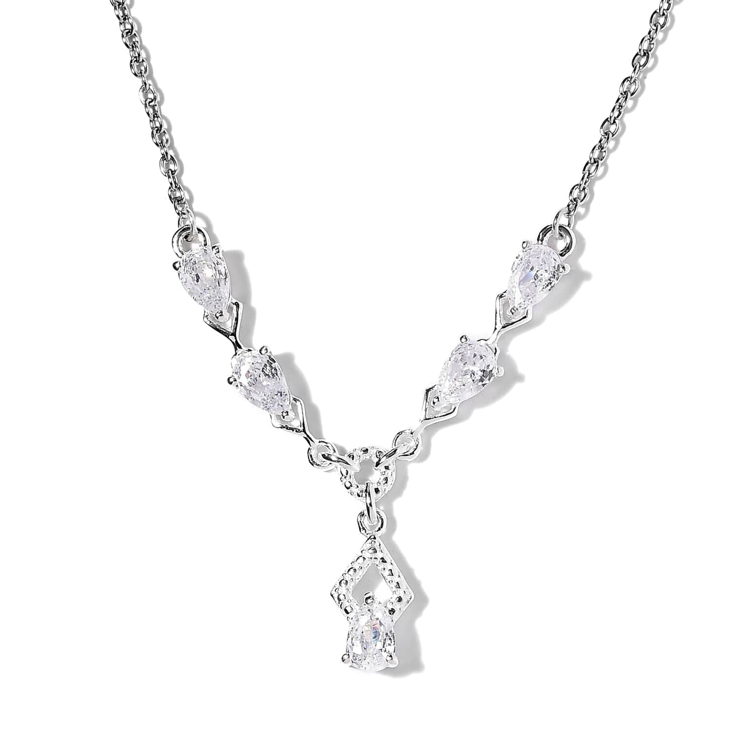 Drop shaped champagne factory zirconia necklace for women