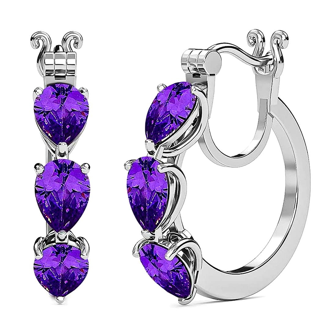 Shop LC Cubic Zirconia Hoop Earrings Platinum Plated 925 Sterling