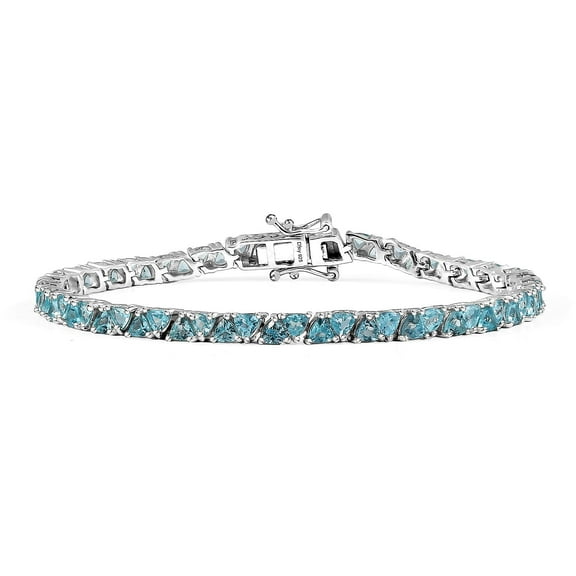 D'Joy Blue Apatite 7.35 ctw Ocean Prism Bracelet in Rhodium Over Sterling Silver 7.25 In Christmas Gifts