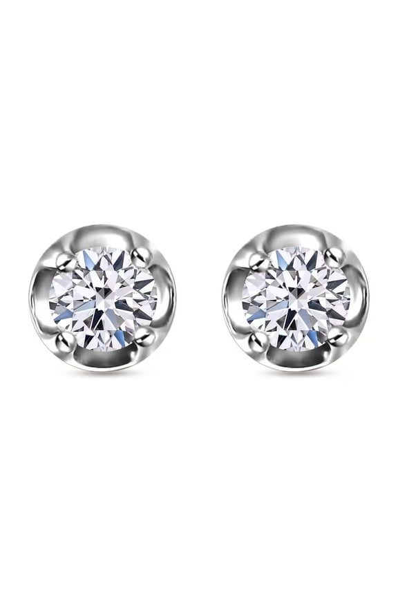D'Joy Lab Grown Diamond I2 0.20 ctw Stud Earrings in Rhodium Over Sterling Silver