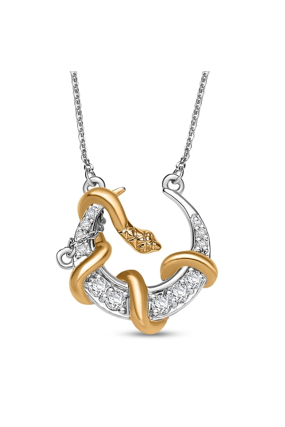 D'Joy Moissanite 0.35 ctw Fancy Necklace 18 Inches in 18K Vermeil YG and Rhodium Over Sterling Silver Christmas Gifts