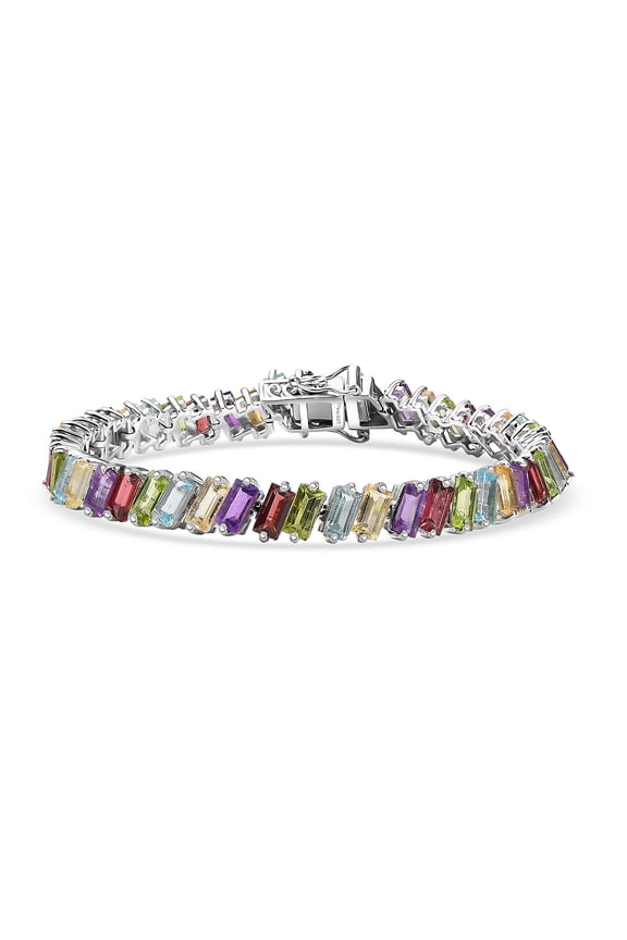 D'Joy Multi Gemstone 18.75 ctw Bracelet in Rhodium Over Sterling Silve 7.25 In Christmas Gifts