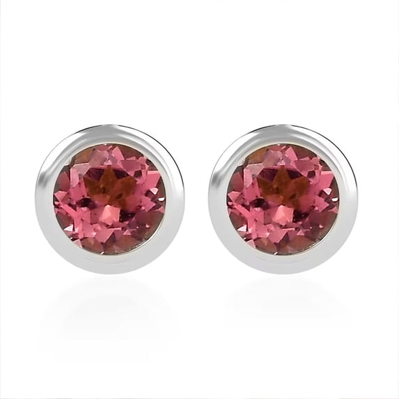 Poke Free Morro Redondo Pink Tourmaline 0.50 ctw Stud Earrings in Rhodium Over Sterling Silver