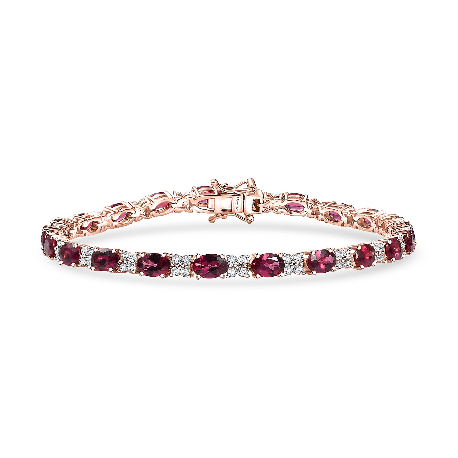 D'Joy Premium Wine Garnet and White Zircon 14.55 ctw Eternal Flame Bracelet in 18K Vermeil RG Over Sterling Silver 8.00 In Gifts