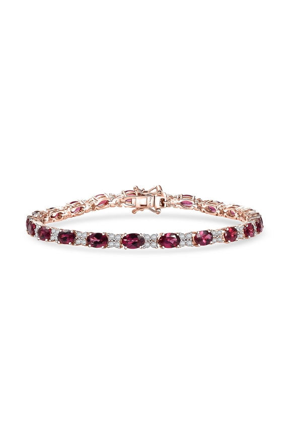 D'Joy Premium Wine Garnet and White Zircon 14.55 ctw Eternal Flame Bracelet in 18K Vermeil RG Over Sterling Silver 8.00 In Christmas Gifts