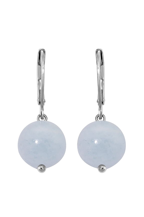 Dainty Aquamarine 15.00 ctw Beaded Lever Back Earrings in Stainless Steel