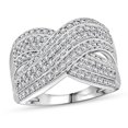 thumbnail image 1 of Diamond 0.75 ctw Crossover Bridge Ring in Rhodium Over Sterling Silver Size 7 Christmas Gifts, 1 of 1
