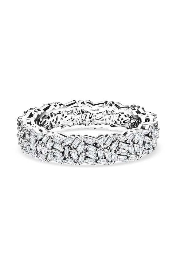 Diamond 1.00 ctw Starlight Weave Band Ring in Rhodium Over Sterling Silver Size 8 Christmas Gifts