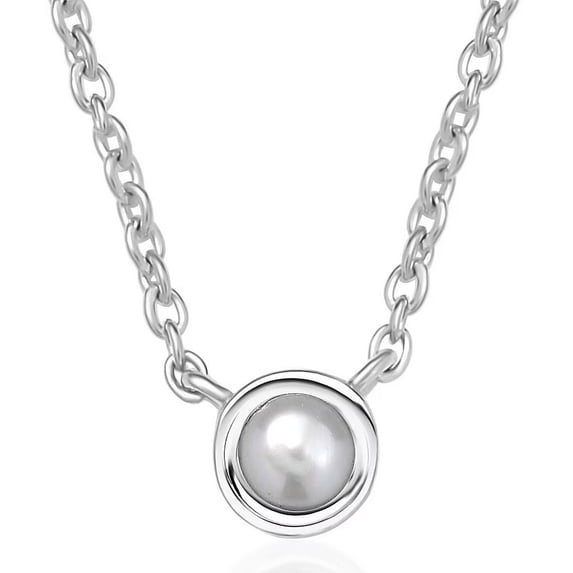 Freshwater Pearl Necklace 18 Inches in Rhodium Over Sterling Silver Christmas Gifts