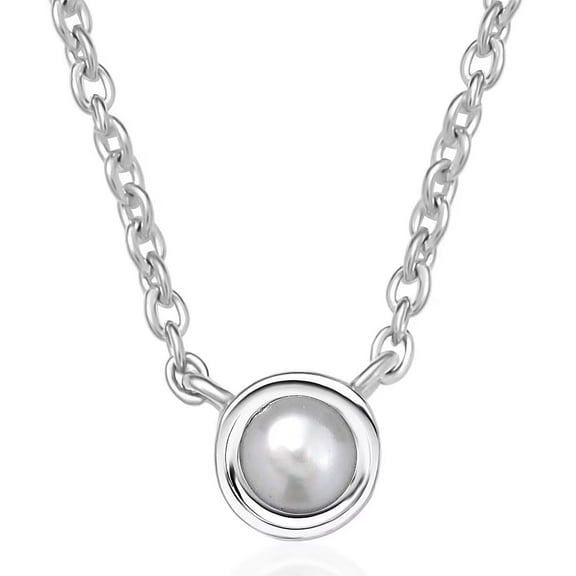 Freshwater Pearl Necklace 18 Inches in Rhodium Over Sterling Silver Gifts