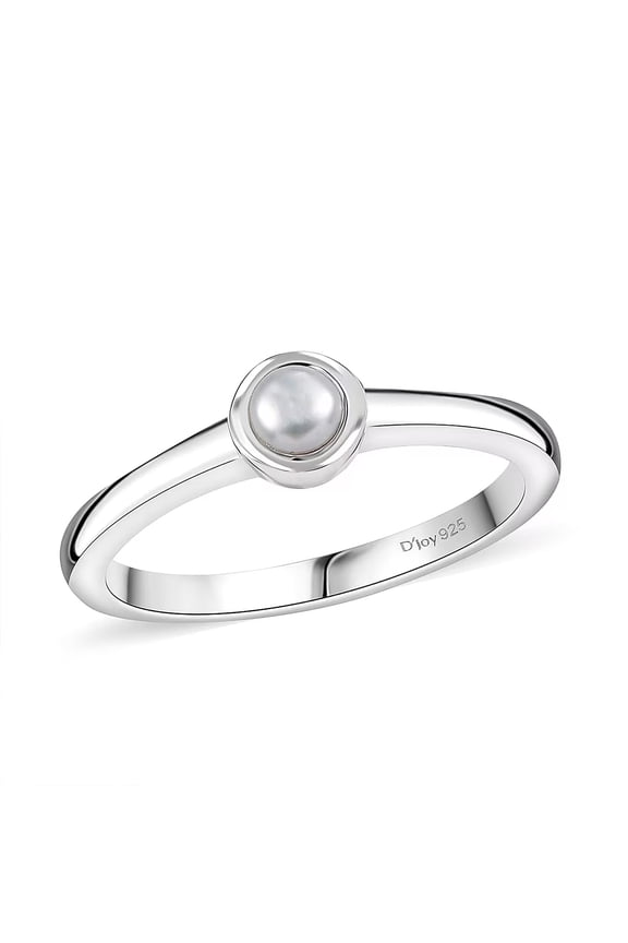 Freshwater Pearl Solitaire Ring in Rhodium Over Sterling Silver Size 8 Christmas Gifts