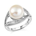 thumbnail image 1 of Freshwater Pearl Split Shank Ring in Rhodium Over Sterling Silver Size 8 Christmas Gifts, 1 of 1