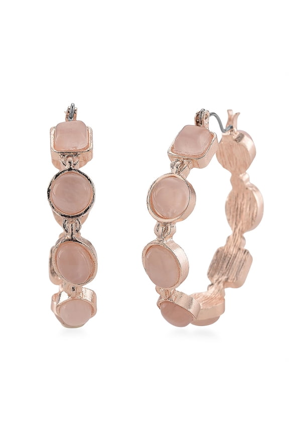 Galilea Rose Quartz 50.00 ctw Hoop Earrings in Rosetone Christmas Gifts