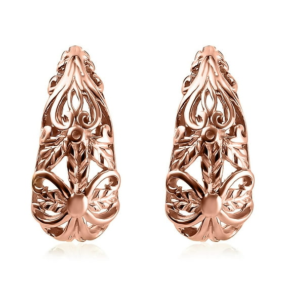 SHOP LC 925 Sterling Silver Gorgeous Hoop Cute Earrings for Women Jewelry 14K Rose Gold Plated Boho Handmade Promise Stylish Vintage Birthday Gifts for Women