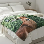 Livmore Green Digital Printed Flannel Blanket with Deer Pattern