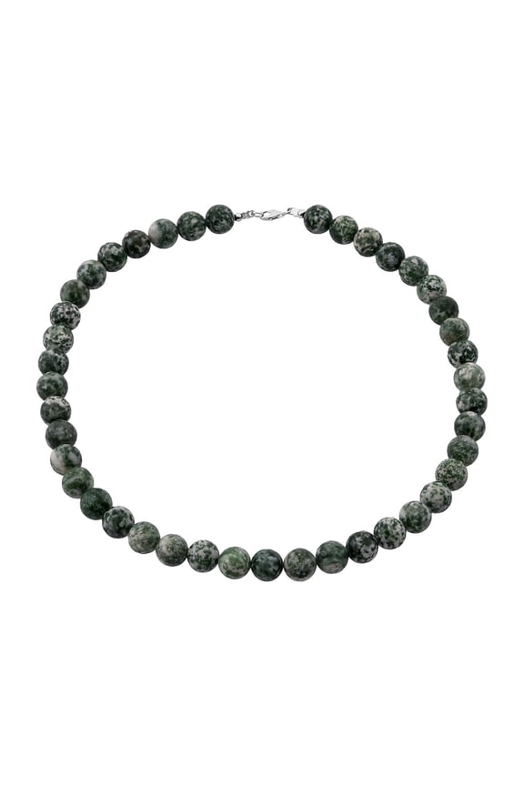 Green Point Jasper 375 ctw Beaded Necklace in Sterling Silver 18 Inches Christmas Gifts