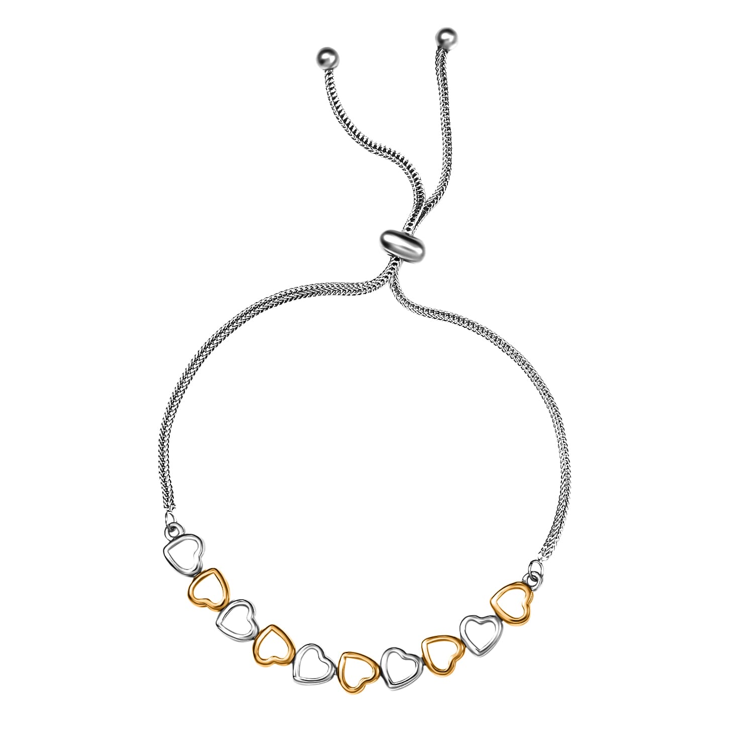 Shop LC Heart Bangle Bolo Adjustable Bracelet 14K Yellow Gold Sterling Silver Stainless Steel