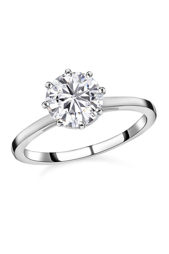 Heart and Arrow Cut Moissanite 2.35 ctw Ring in Platinum Over Sterling Silver Size 8 Christmas Gifts