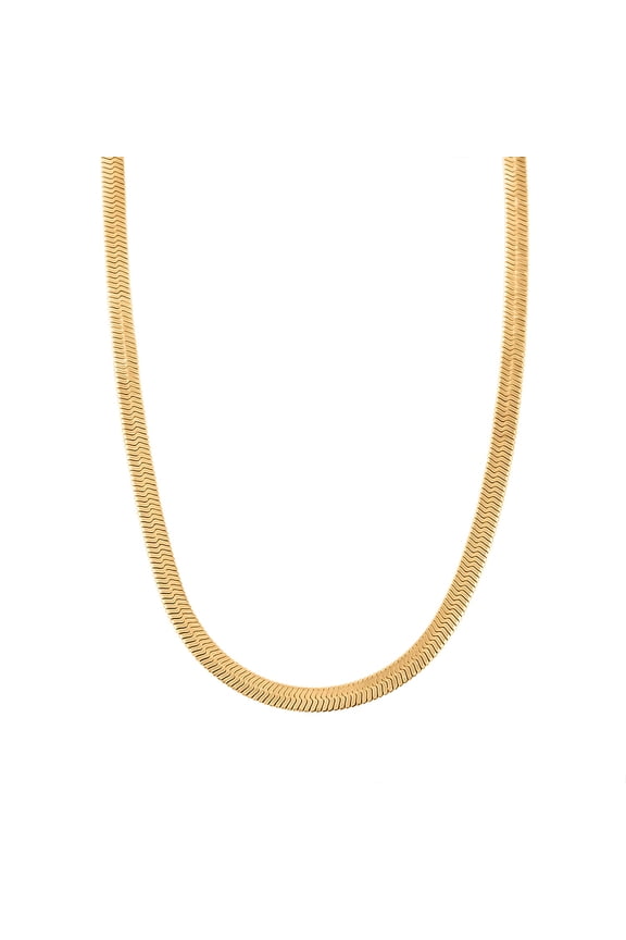 Herringbone Chain Necklace in ION Plated Yellow Gold and Stainless Steel 20-22 Inches