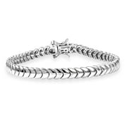 Shop LC Herringbone Linking Bracelet in Rhodium Over Sterling Silver 7.25 In 14.70 Grams
