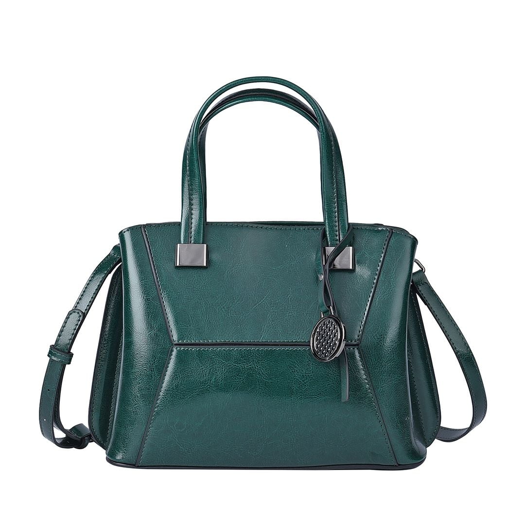 Shop LC Hong Kong Closeout Green Leather Crossbody Bag