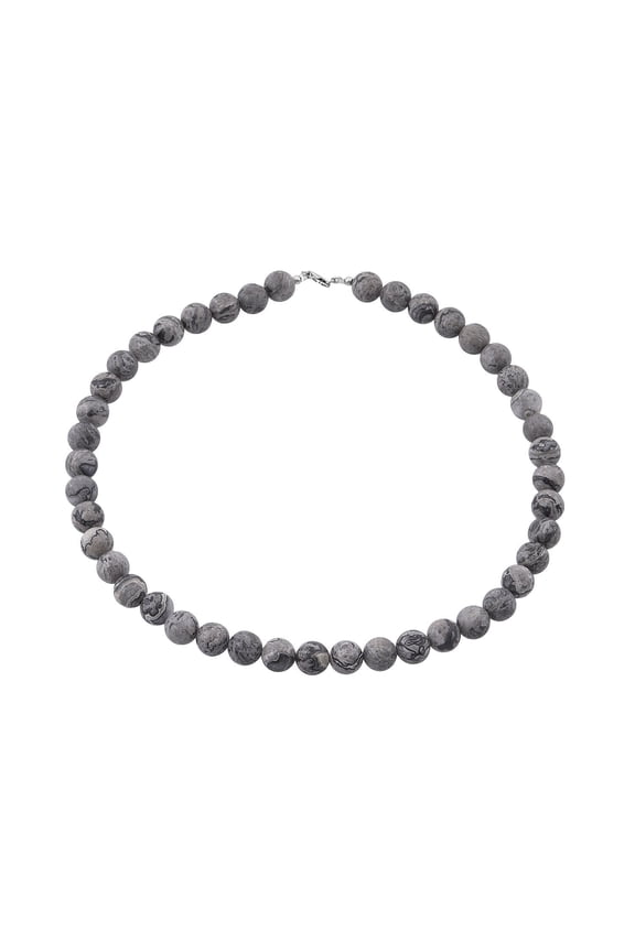 Map Jasper 340 ctw Beaded Necklace in Sterling Silver 18 Inches Christmas Gifts