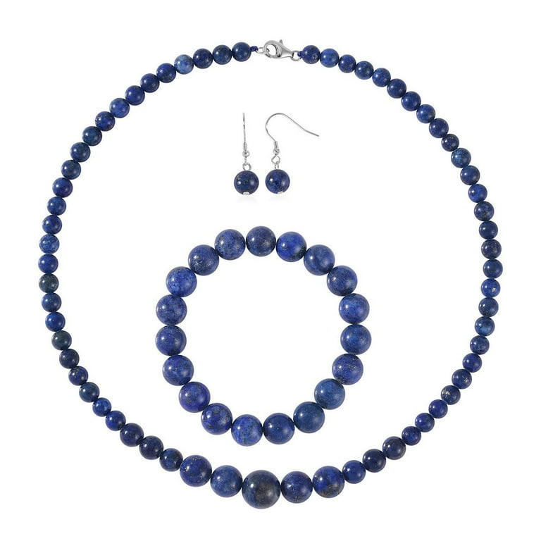 Shop LC Lapis Lazuli Bead Necklace for Women 925 Sterling Silver Jewelry  Magnetic Clasp Birthday Wedding 18\