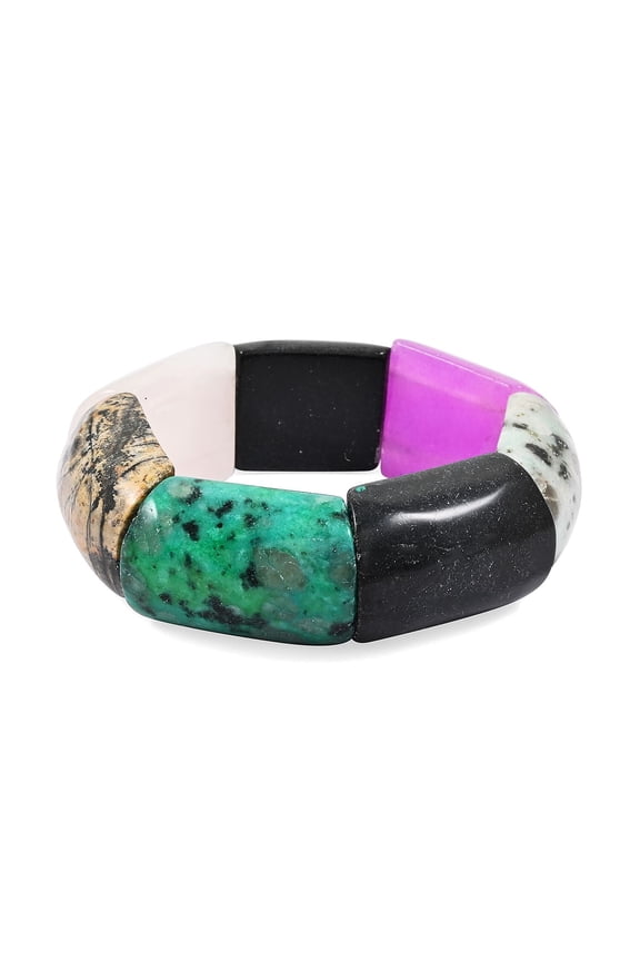 Large Section Multi-Stone 410.25 ctw Stretch Bracelet 6-7In Christmas Gifts