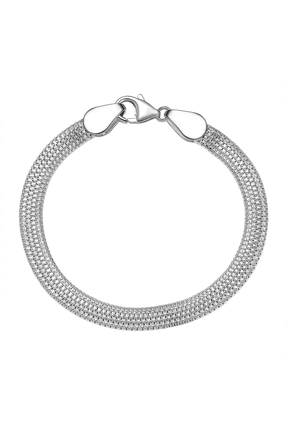 Layering Box Link Bracelet in Sterling Silver 7.25 In 7.3 Grams