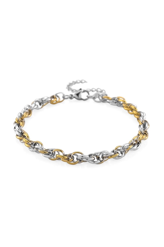 Link Chain Bracelet in ION Plated Yellow Gold and Stainless Steel 8.00 In Christmas Gifts