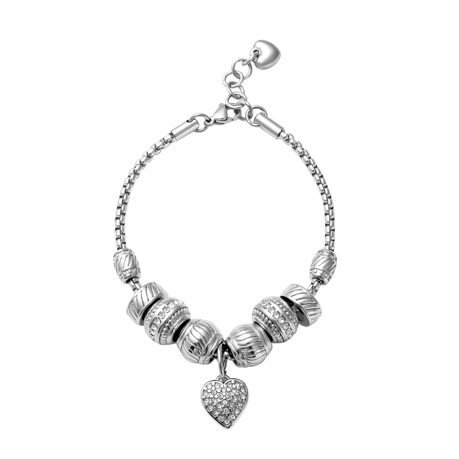 Shop LC Love Heart White Crystal Charm Bracelet for Women Jewelry Stainless Steel Size 7-8" Birthday Mothers Day Gifts for Mom - image 1 of 12