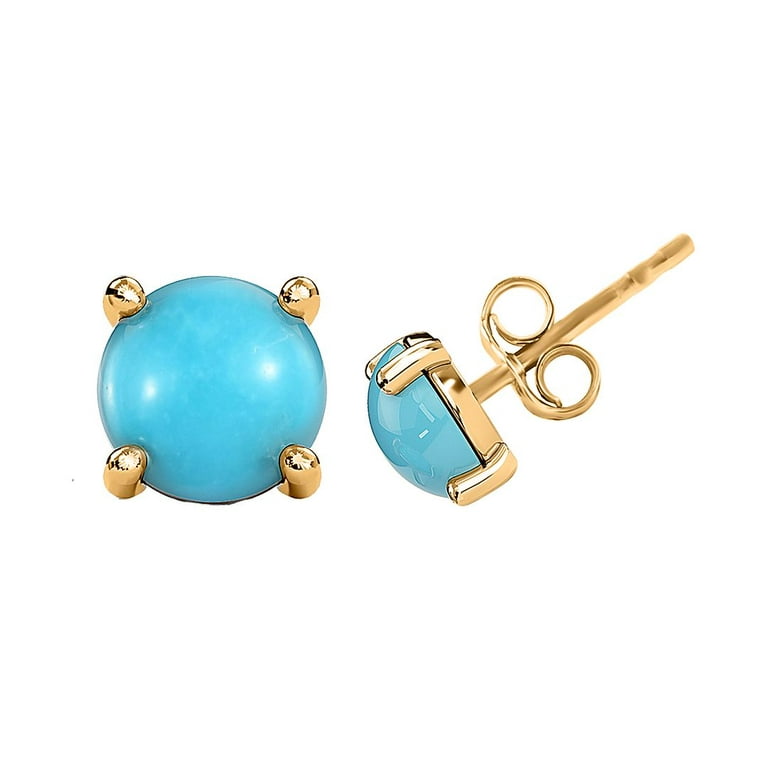 18mm Sleeping Beauty Turquoise Lever Back Earrings 14K Yellow Gold -  Trustmark Jewelers
