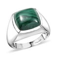 thumbnail image 1 of Malachite 10 ctw Men's Ring in Rhodium Over Sterling Silver Size 13 Christmas Gifts, 1 of 1