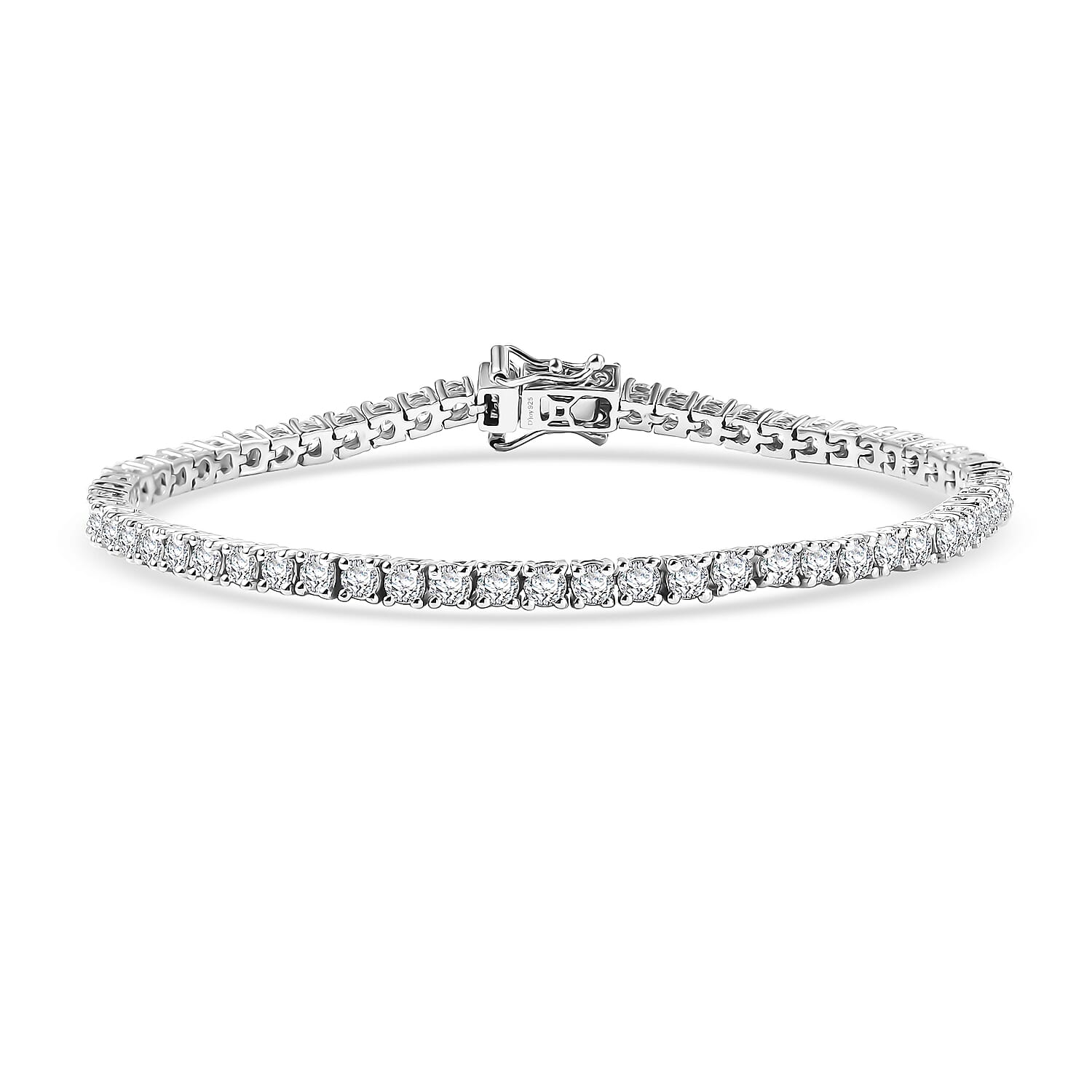 Shop LC Moissanite 6.00 ctw Bracelet in Rhodium Over Sterling Silver 8.00 In